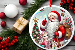 Round Christmas Ornament Sublimation|Clipart Product Image 1