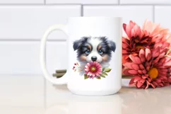 Baby Border Collie with Flower Clipart Product Image 2