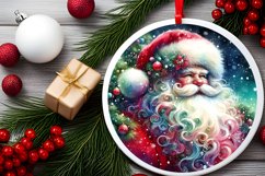 Round Christmas Santa Ornament Sublimation PNG Product Image 2
