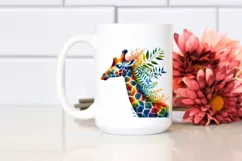 Abstract Vibrant Plant Leaves Giraffe PNG Product Image 2