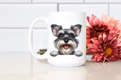 Funny Miniature Schnauzer Peek Over Paper Clipart Product Image 2