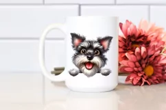 Funny Miniature Schnauzer Peek Over Paper Clipart Product Image 2