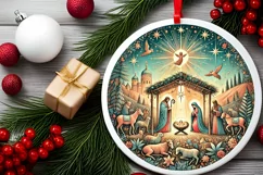 Round Christmas Ornament Sublimation|Clipart Product Image 1