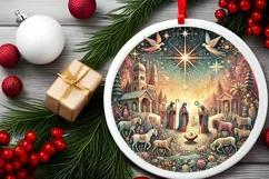 Round Christmas Ornament Sublimation|Clipart Product Image 1