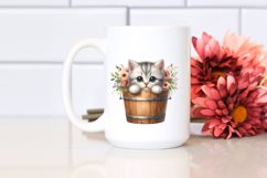 Cute Baby Cat in Wood Bucket, Transparent PNG Product Image 2