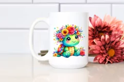 Colorful Turtle with Flower Crown PNG Product Image 2