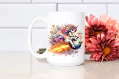 Colorful Baby Unicorn Riding Comet PNG Product Image 2