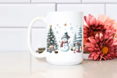 Cute Snowman in Winter Scene PNG Product Image 2