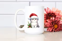 a Cute Sitting Christmass Cat with Santa Hat PNG Product Image 2