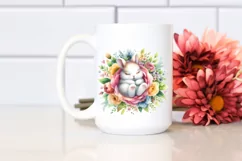 Colorful Baby Bunny Sleeping in Flower | Sublimation Clipart Product Image 2