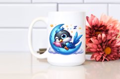 Napping Baby Magpie on Moon Clipart Product Image 2