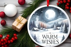 Round Winter Scene with Warm Wishes Sublimation PNG Product Image 2