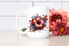 Glossy Hibiscus Watercolor Splash | Clipart Product Image 2