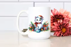 Colorful Cat with Christmas Decorations, PNG Product Image 2
