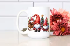 Little Red Christmas Gnomes in Front PNG Product Image 2