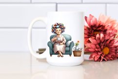 Old Lady Sitting on Sofa with Hair Curlers | Clipart Product Image 2
