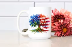 Abstract Vibrant Tree USA Flag Colors With Splashes PNG Product Image 2