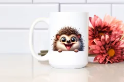 Cute Crazy Hedgehog Watercolor Clipart Product Image 2