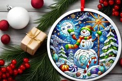 Round Christmas Ornament Sublimation|Clipart Product Image 1