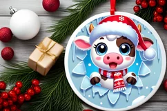 Round Christmas Ornament Sublimation|Clipart Product Image 1