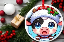 Round Christmas Ornament Sublimation|Clipart Product Image 1