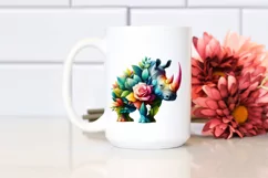 Vibrant Watercolor Rhino PNG Product Image 2