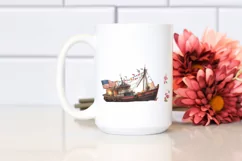 Vintage Fishing Boat Fireworks | Clipart Product Image 2
