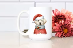 Labrador Retriever with Santa Hat Watercolor Christmas PNG Product Image 2