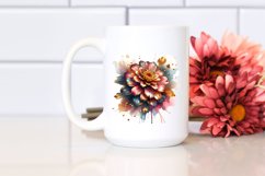 Abstract Shiny Zinnia Watercolor Splash Gold Insertions Product Image 2