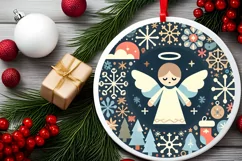Round Christmas Ornament Sublimation|Clipart Product Image 2