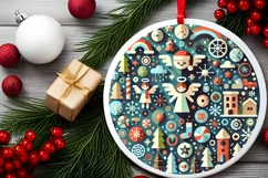 Round Christmas Ornament Sublimation|Clipart Product Image 2
