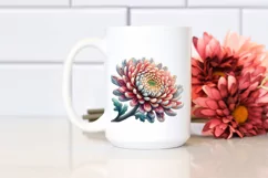 Wooden Stained Chrysanthemum | Sublimation Clipart Product Image 2