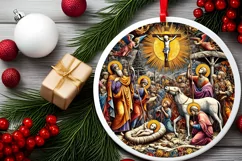 Round Christmas Ornament Sublimation|Clipart Product Image 1