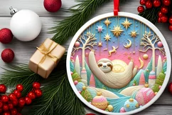 Round Christmas Ornament Sublimation|Clipart Product Image 2