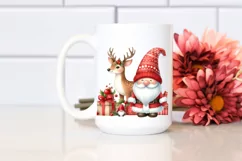Red Christmas Gnomes with Deer, PNG Product Image 2