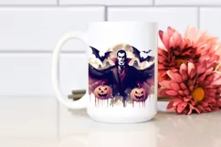 Washed Watercolor Style Halloween Vampire PNG Product Image 2