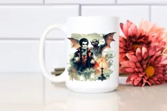 Washed Watercolor Style Halloween Vampire PNG Product Image 2