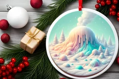 Molten Candy Winter Scene Round Sublimation PNG Product Image 2