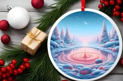 Molten Candy Winter Scene Round Sublimation PNG Product Image 2