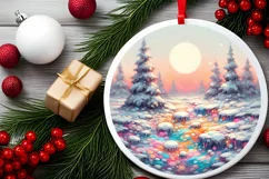 Pastel Molten Candy Winter Scene Ornament PNG Product Image 2
