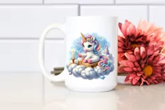 Cute Baby Unicorn on Cloud | Sublimation | Clipart Product Image 2