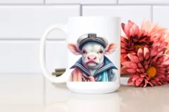 Colorful Baby Cow Sailor's Uniform PNG Product Image 2