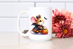 Cute Baby Mouse Halloween Scene Watercolor Drawing Product Image 2