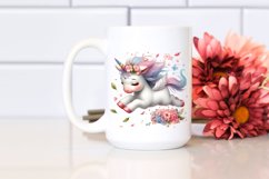 Cute Baby Unicorn Tumbling with Spring Petals | Sublimation Product Image 2