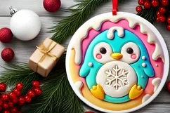 Round Christmas Ornament Sublimation|Clipart Product Image 1