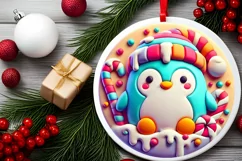 Round Christmas Ornament Sublimation|Clipart Product Image 1
