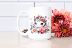 Smiling Baby Unicorn with Camellia Clipart Product Image 2