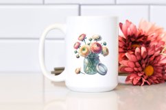 Jar Filled with Ranunculus Watercolor Product Image 2