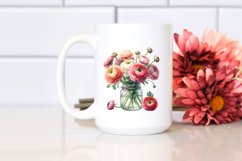 Jar Filled with Ranunculus Watercolor Product Image 2
