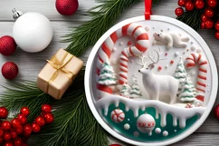 Round Christmas Ornament Sublimation|Clipart Product Image 2